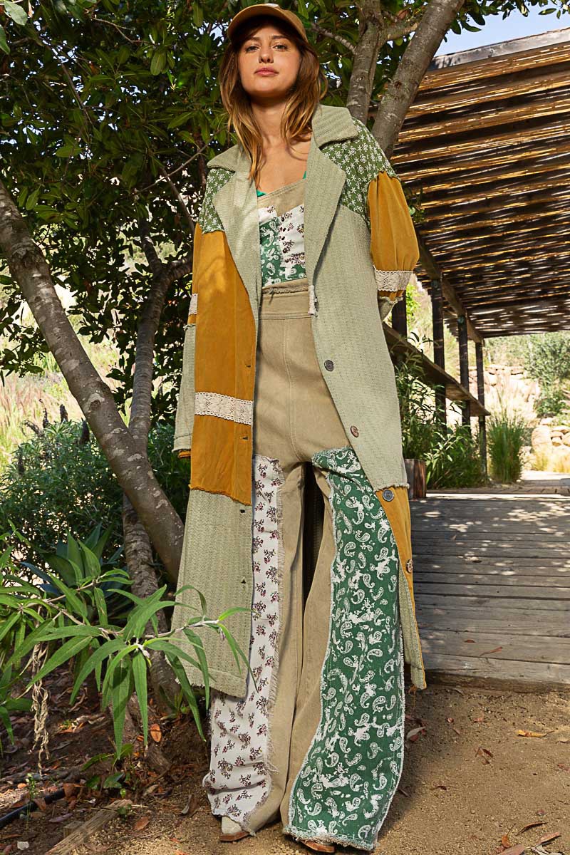 POL Color Block Garment Button Down Tunic Jacket - Roulhac Fashion Boutique