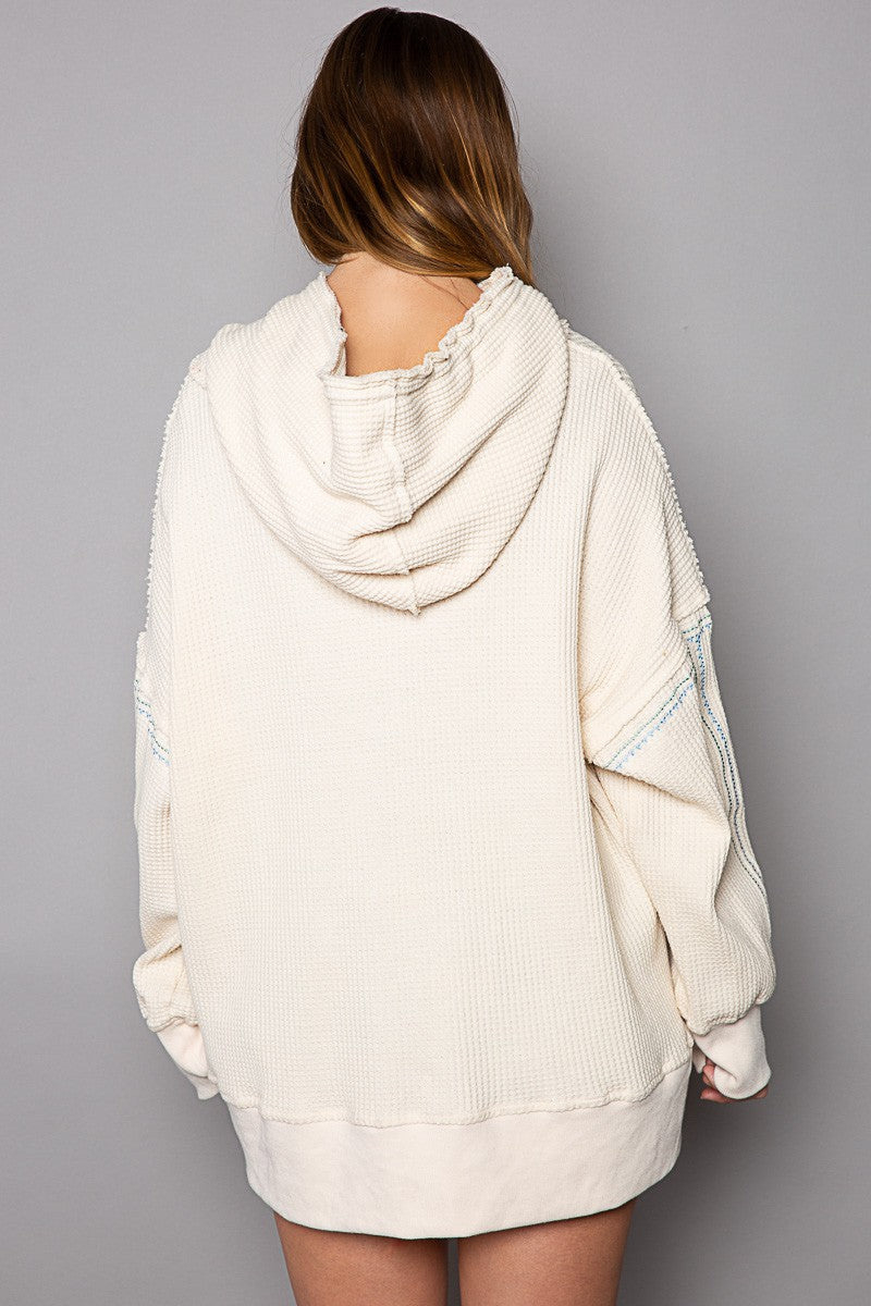 POL Oversized Embroidered Front Long Sleeve Top