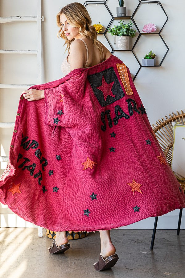 Oli & Hali Washed Patch Oversized Duster Jacket