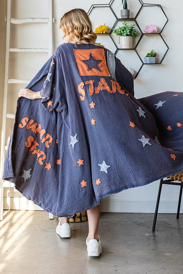 Oli & Hali Washed Patch Oversized Duster Jacket