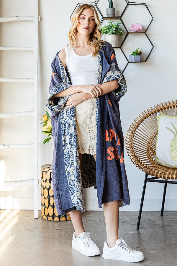 Oli & Hali Washed Patch Oversized Duster Jacket
