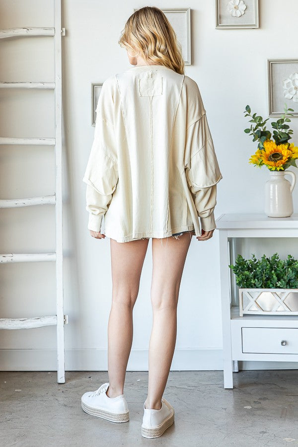 Oli & Hali Mineral Washed Waffle Sleeve Knit Top