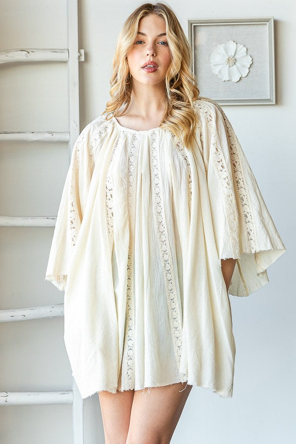 Oli & Hali Washed Lace Tunic Blouse Top