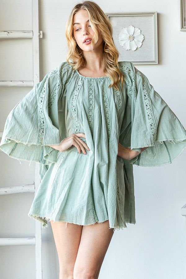 Oli & Hali Washed Lace Tunic Blouse Top