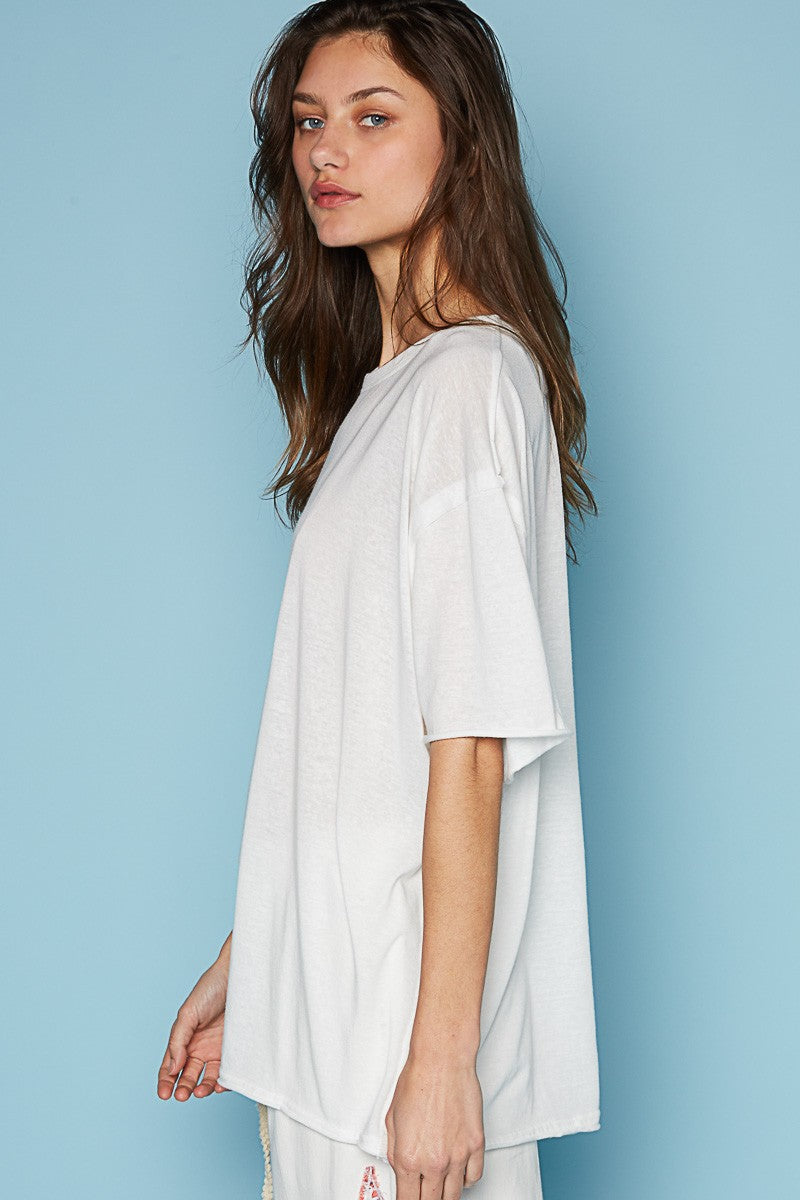 POL Round Neck Short Sleeve Basic Solid Top