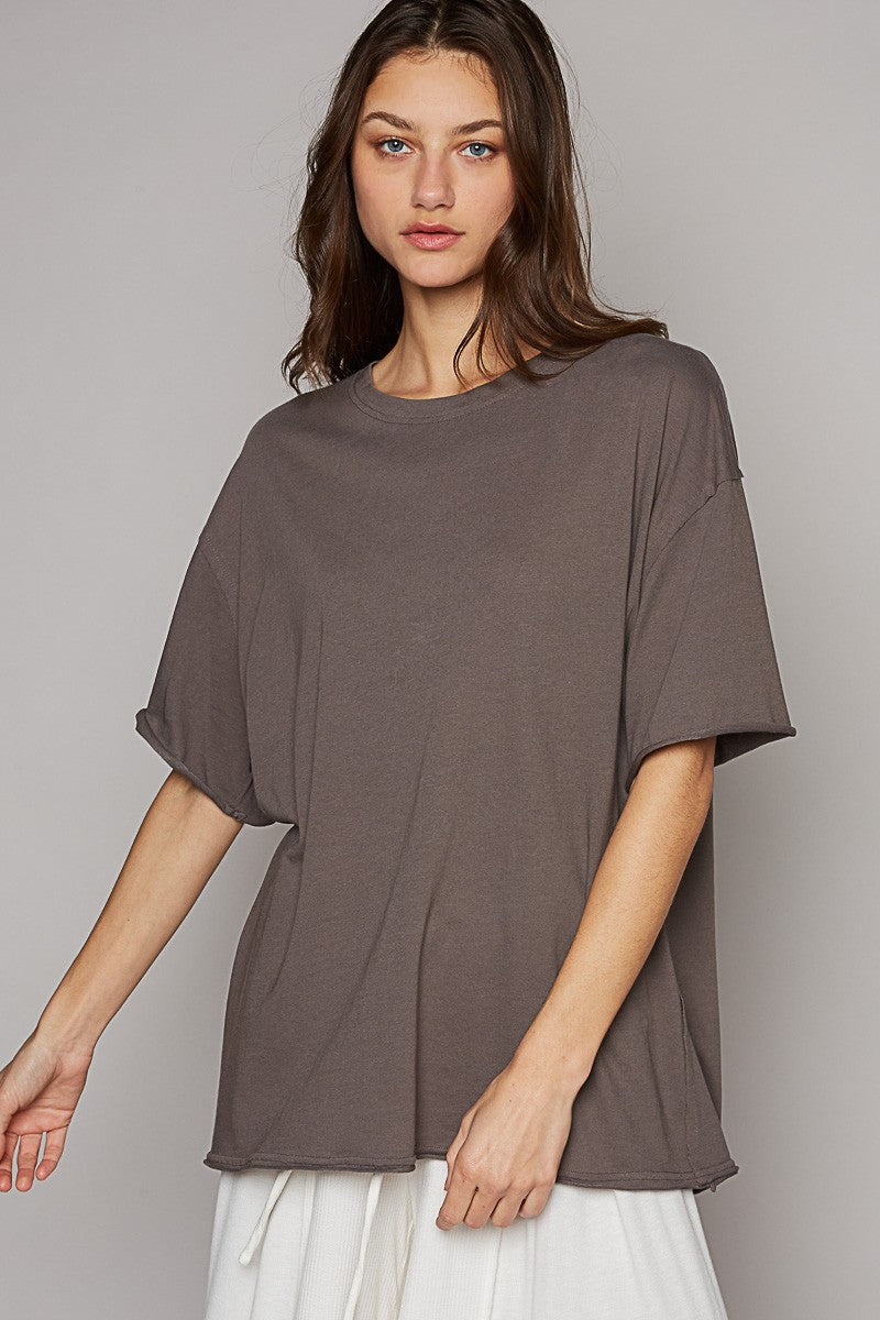 POL Round Neck Short Sleeve Basic Solid Top