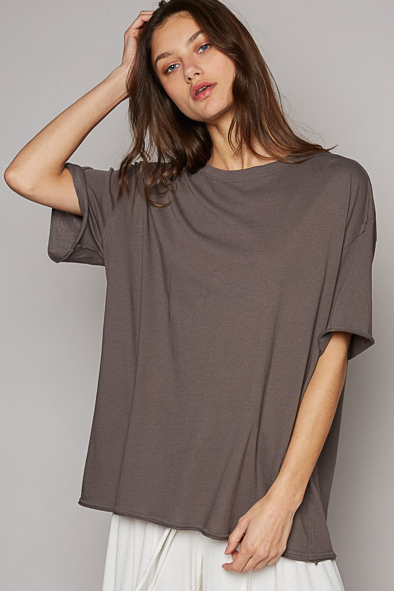 POL Round Neck Short Sleeve Basic Solid Top