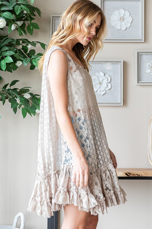 Oli & Hali Mineral Washed Lace Tank Top