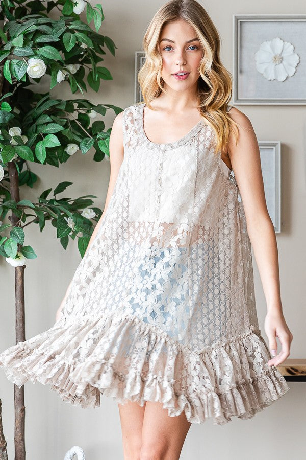 Oli & Hali Mineral Washed Lace Tank Top