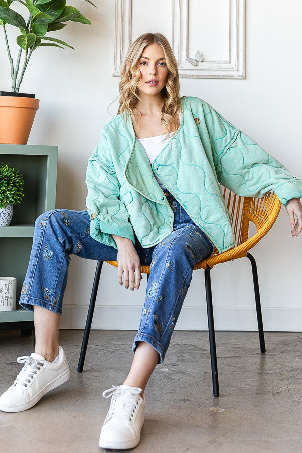 Oli & Hali Quilted Cropped Relaxed Fit Jacket