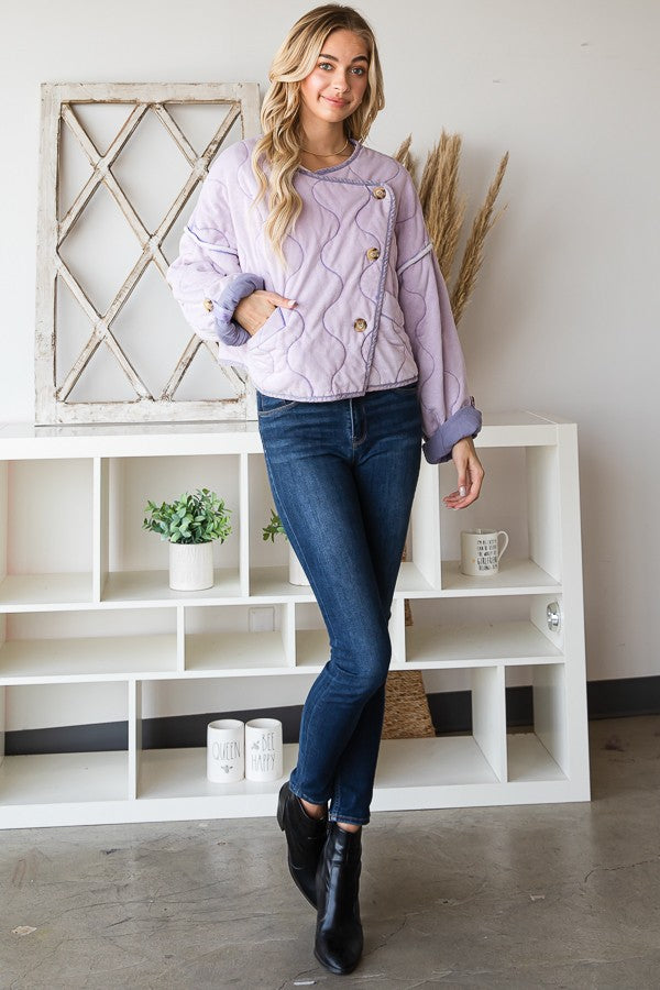 Oli & Hali Quilted Cropped Relaxed Fit Jacket