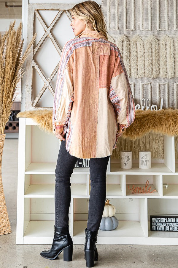 Oli & Hali Washed Coloblock Shirt Top