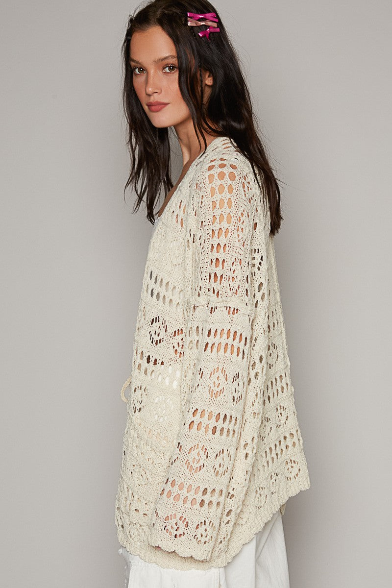 POL Long Sleeve Solid Lightweight Open Cardigan Top
