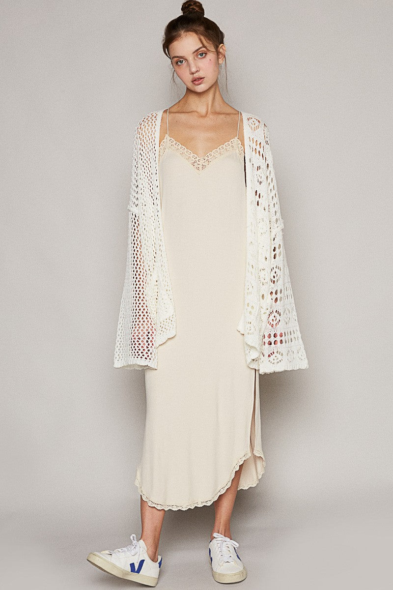 POL Long Sleeve Solid Lightweight Open Cardigan Top