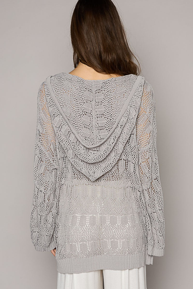 POL Oversize V-Neck Long Sleeve Solid Hoodie Sweater Top