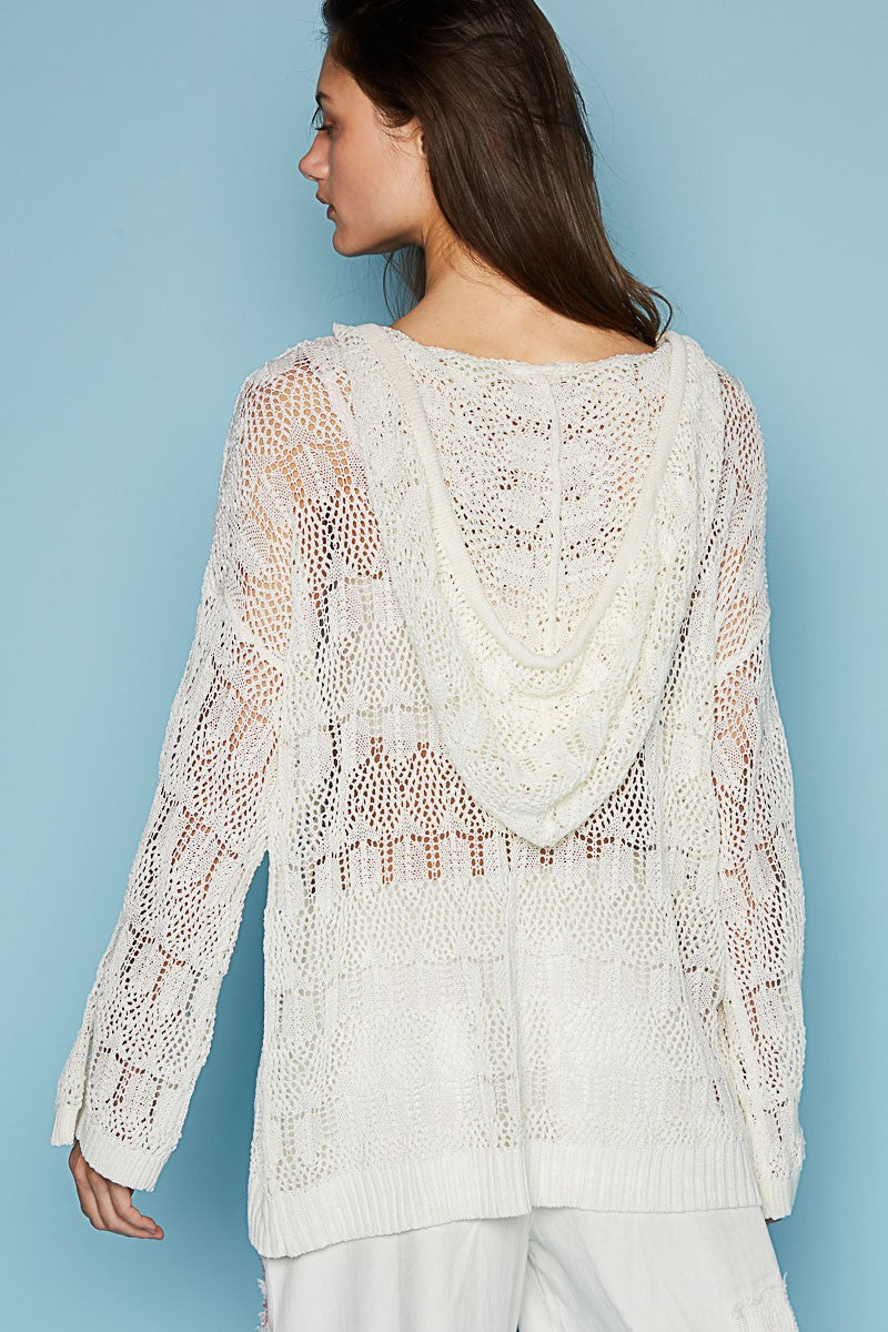 POL Oversize V-Neck Long Sleeve Solid Hoodie Sweater Top