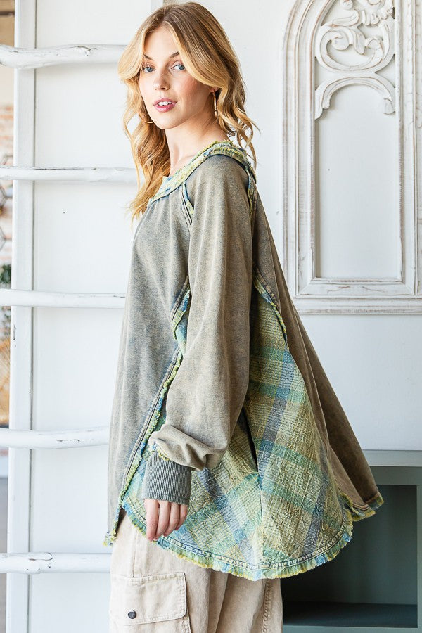 Oli & Hali Mineral Washed Round Hem Terry Top