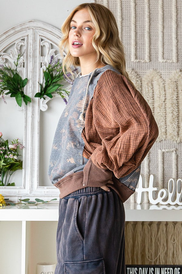 Oli & Hali Mineral Washed Print Hoodie Jacket