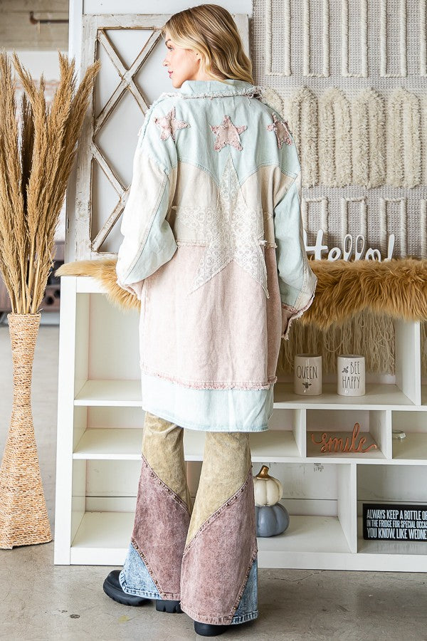 Oli & Hali Star Patchwork Mixed Plaid Jacket