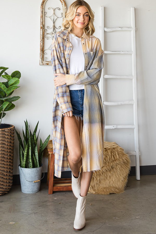 Oli & Hali 

Bleeched Plaid Mixed Long Shirts 

Top