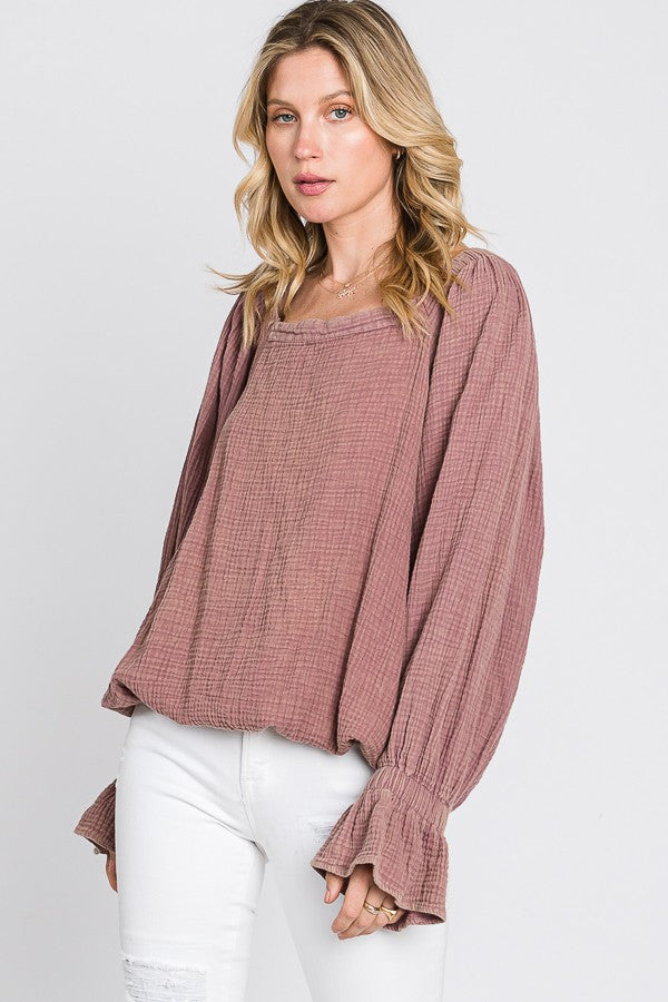 Oli & Hali Mineral Washed Double Gauze Top