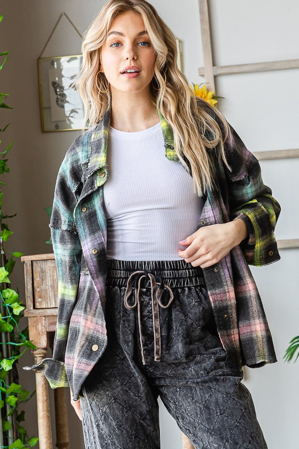 Oli & Hali Multi Color Plaid Shirt Jacket