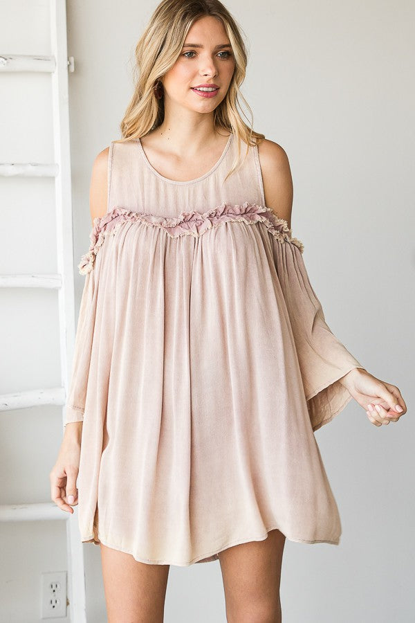 Oli & Hali Washed Cold Shoulder Tunic Top