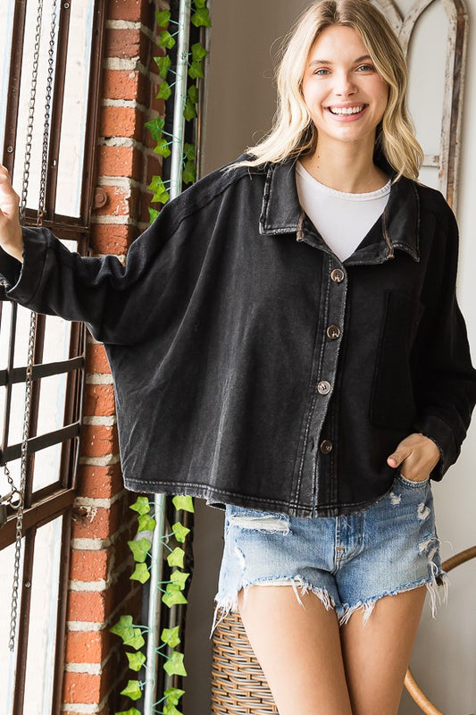 Oli & Hali Washed Button Closure Jacket