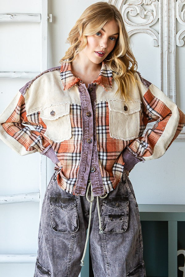 Oli & Hali Plaid Button Front Shirt Top