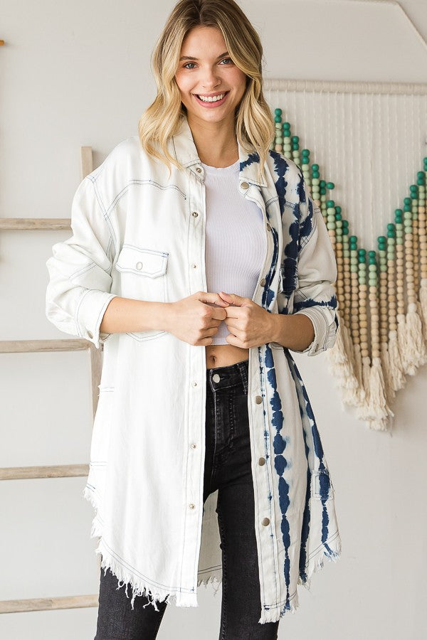 Oli & Hali Half Tie Washed Long Sleeve Shirt Top