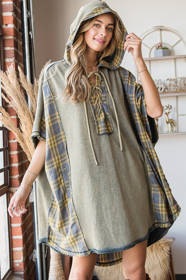 Oli & Hali Mineral Washed Mix Match Plaid Pocketed Top