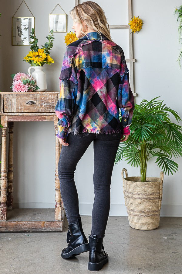 Oli & Hali Multi Color Dyed Buffalo Check Shirt Top