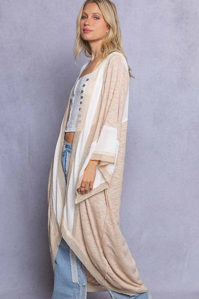 POL Slub Open Front Cardigan Tunic Sweater Top