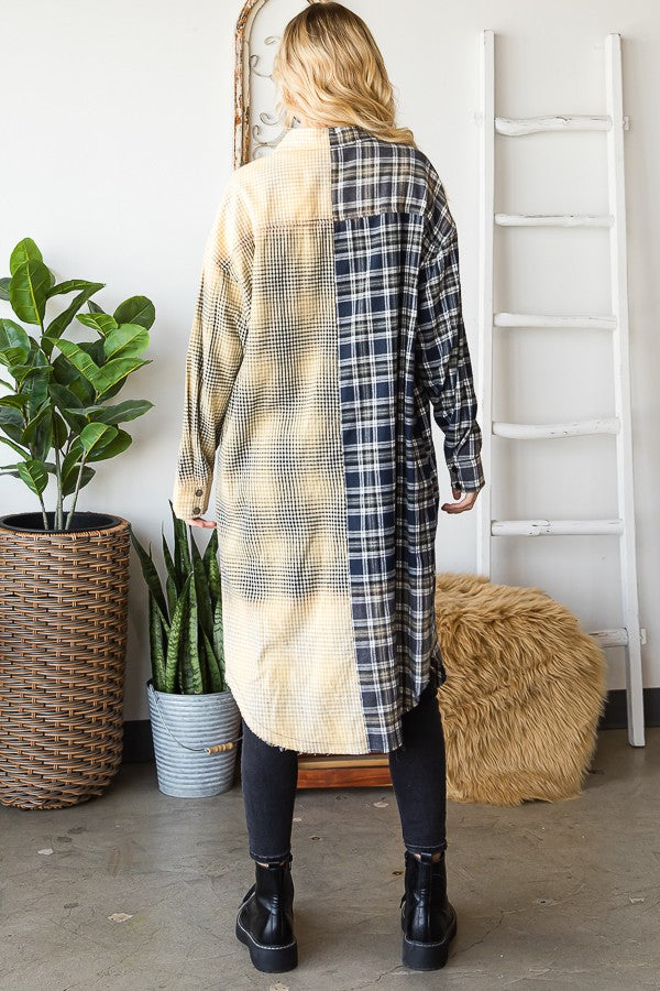 Oli & Hali 

Bleeched Plaid Mixed Long Shirts 

Top