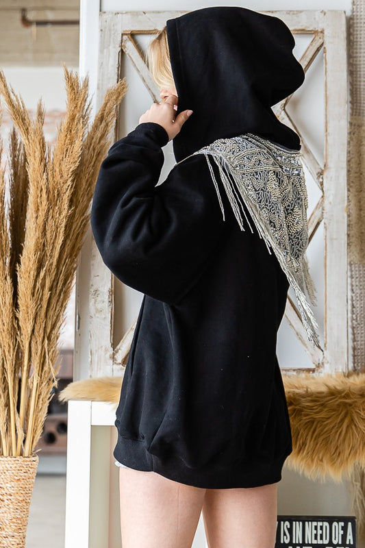 Oli & Hali Sequin Hood Zip Up Jacket