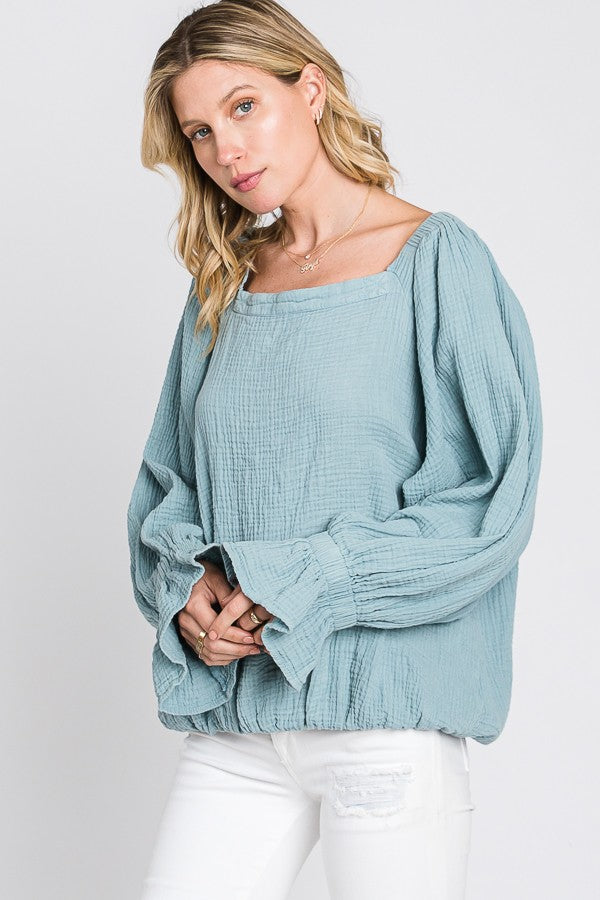 Oli & Hali Mineral Washed Double Gauze Top