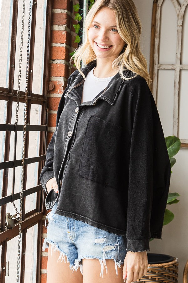 Oli & Hali Washed Button Closure Jacket