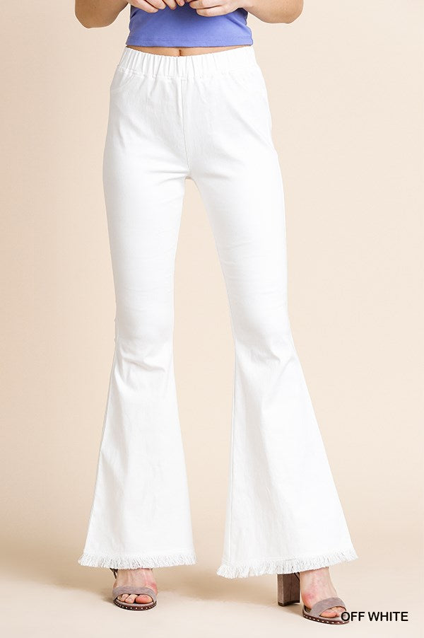 Umgee Stretch Wide Flare Leg Elastic Waist Pant