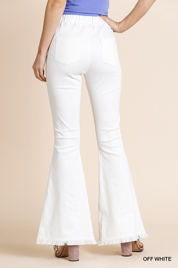 Umgee Stretch Wide Flare Leg Elastic Waist Pant