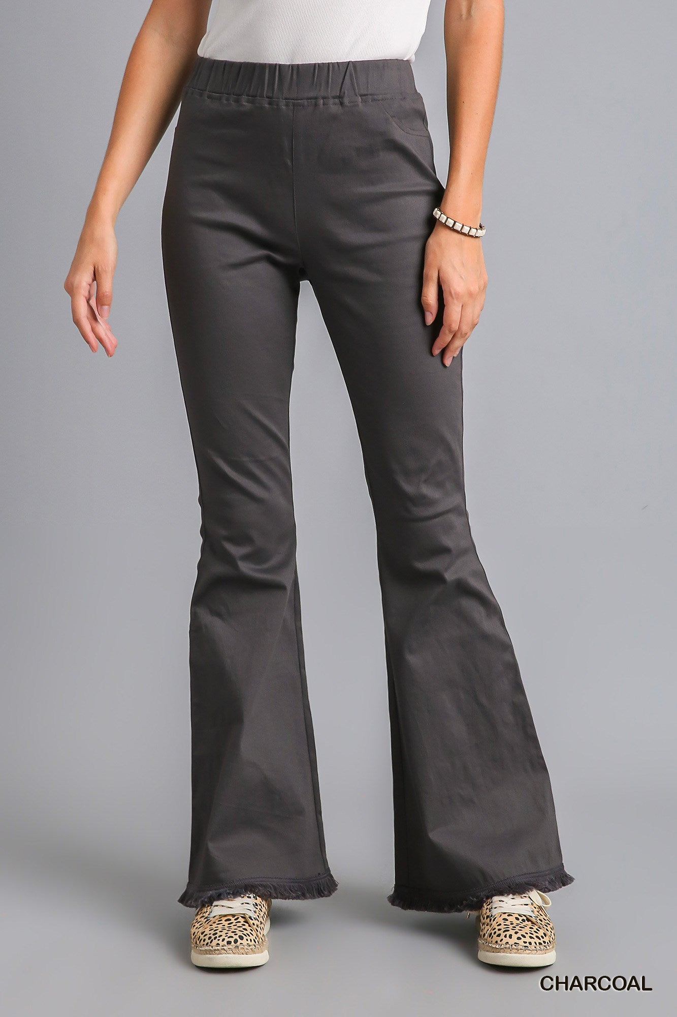 Umgee Stretch Wide Flare Leg Elastic Waist Pant