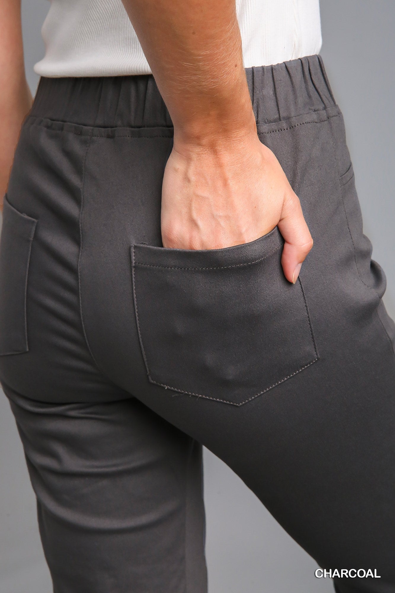 Umgee Stretch Wide Flare Leg Elastic Waist Pant