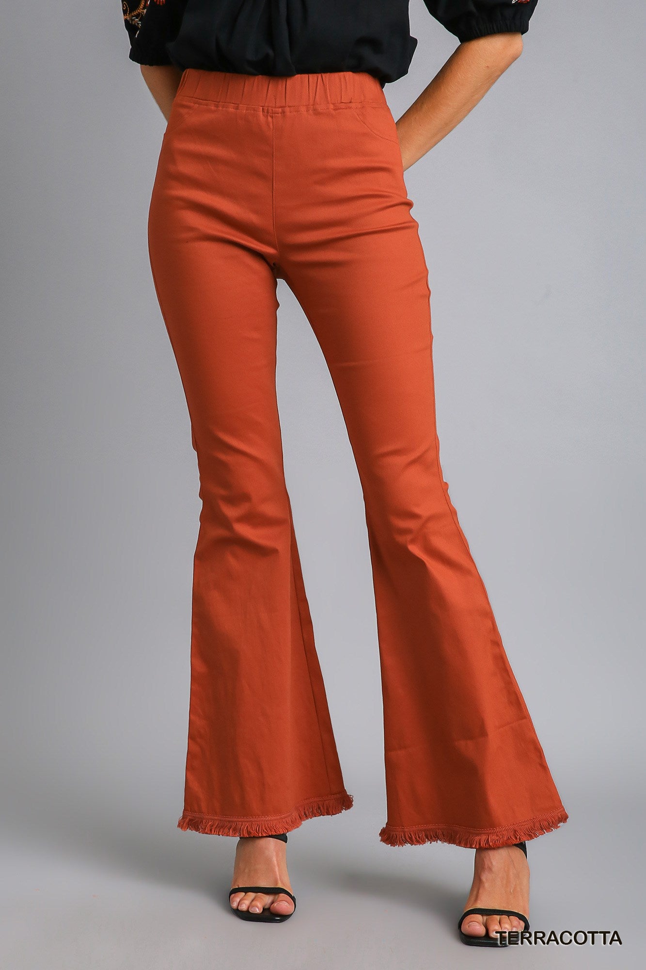 Umgee Stretch Wide Flare Leg Elastic Waist Pant