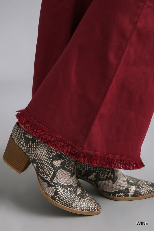 Umgee Stretch Wide Flare Leg Elastic Waist Pant