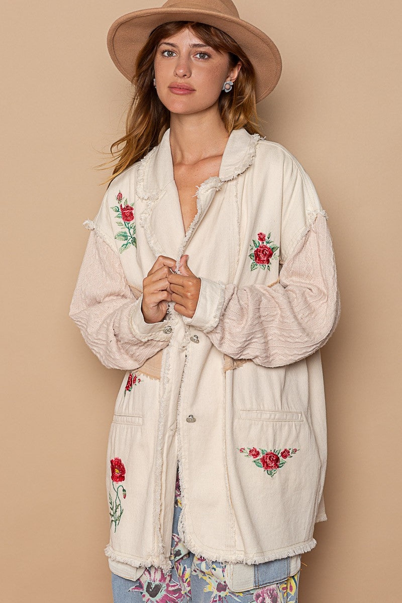 POL Long Sleeve Color Block Over Fit Long Sleeve Over Fit Jacket - Roulhac Fashion Boutique