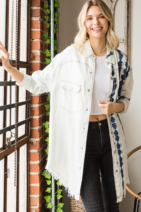 Oli & Hali Half Tie Washed Long Sleeve Shirt Top