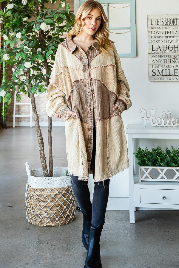 Oli & Hali Washed Colorblocked Oversized Jacket