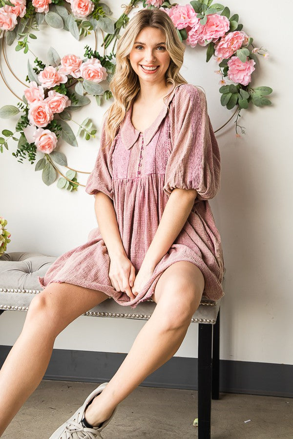 Oli & Hali Mineral Washed Lace Detail Tunic Top