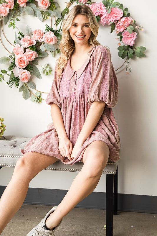 Oli & Hali Mineral Washed Lace Detail Tunic Top