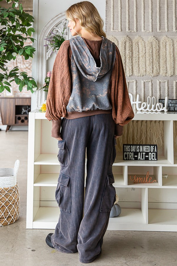 Oli & Hali Mineral Washed Print Hoodie Jacket