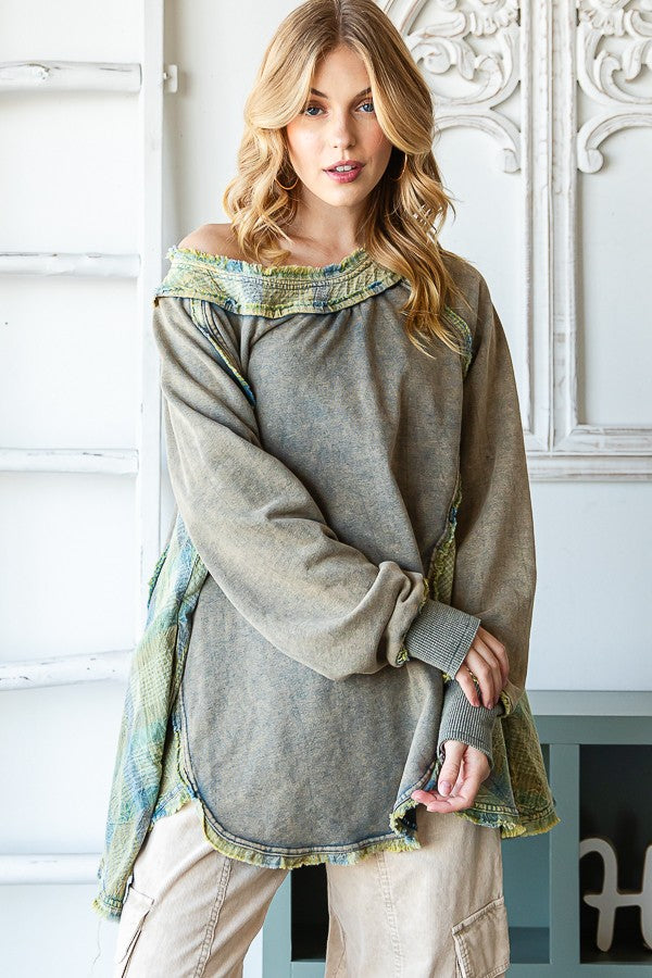 Oli & Hali Mineral Washed Round Hem Terry Top